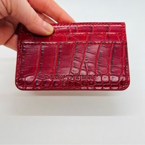 NWT B-low The Belt Red CROC CARD CASE Vegan Leather 4 1/2” x 3”